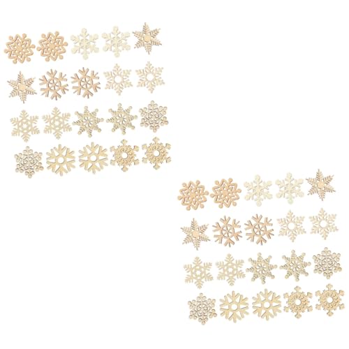 EXCEART 2 Sätze Holzornamente Weihnachtsfeier Scrapbook-verzierungen Weihnachtsdeko Dekoration Weihnachten Weihnchtsdeko Holzscheiben Holzausschnitte Holzhandwerk Hölzern 20 Stück * 2 von EXCEART