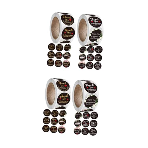 EXCEART 2 Sätze Versiegelungsaufkleber Farbig Klein Etikett Selbstklebende Aufkleber Verpackungsaufkleber Buchstaben Dekoration Umschlagaufkleber Black Papier 2 Rollen * 2 von EXCEART