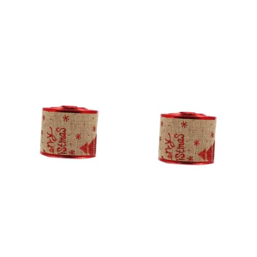 EXCEART 2 Stück 10 Weihnachtsleinenband ribbon bandfeile weihnachts band schienbeinschoner tape Hessisches Band Stoff Kräuselband zum Verpacken von Geschenken Band zum Nähen Leinen- rot von EXCEART