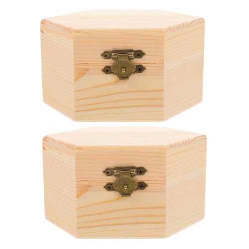 EXCEART 2 Stück Box Holz Schmuckschatulle Kleine Unfertige Schachteln Schmuckhalter Holzboxen Unfertige Unbemalte Holzboxen Basteln Schmuckschatullen Basteln Holzboxen Kiefernholz Beige von EXCEART