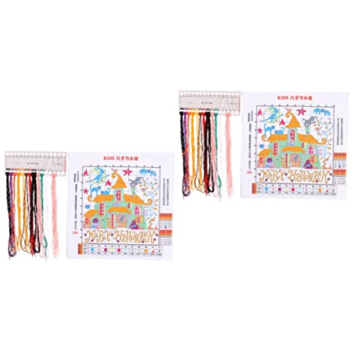 EXCEART 2 Stück Halloween-hütte Kreuz Stich Dekorativ Nähen Anfänger Erwachsene Stickerei-kits Bausätze Für Kreuzen Stickset Kreuzstich-werkzeugsatz Stickzubehör Baumwolle von EXCEART