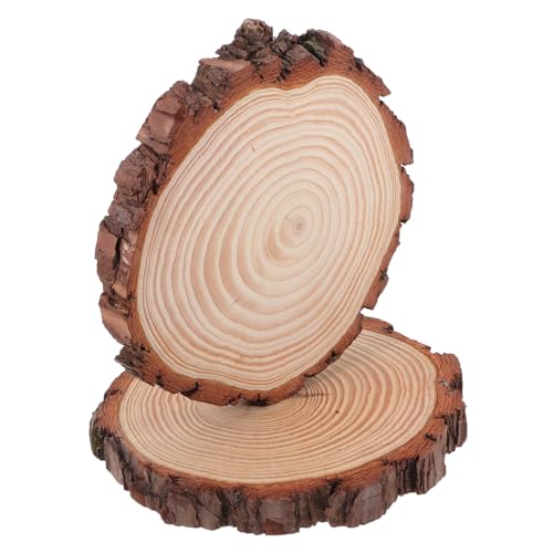 EXCEART 2 Stück Holzscheiben Mit Rinde Holzscheitscheiben Holzscheitornamente Runde Holzscheiben Zum Basteln Runde Schauscheiben Holzscheitscheiben Zum Basteln Rustikale von EXCEART