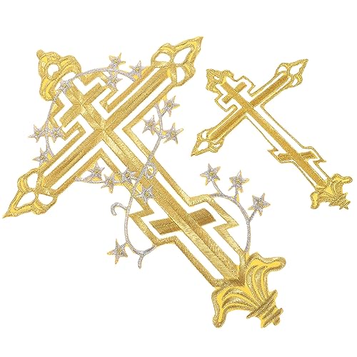 EXCEART 2 Stück Kreuz-Aufnäher Zum Aufbügeln Kreuz-Kleidungsflicken Christliche Jesus-Kreuz-Applikationen Zum Aufnähen Gestickter Aufnäher Für Die Reparatur Von Diy-Kleidung Jacken von EXCEART