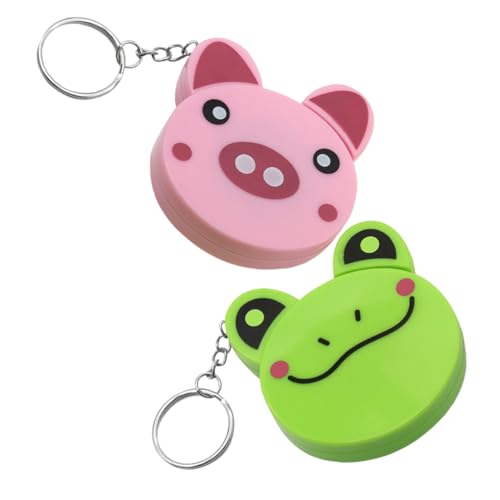EXCEART 2 Stück Mini Maßband für Automatischer Einziehfunktion Flexible Nähhilfe Niedliches Schlüsselanhänger design Schwein Frosch Praktisches Maßband für Kindergebrauch von EXCEART