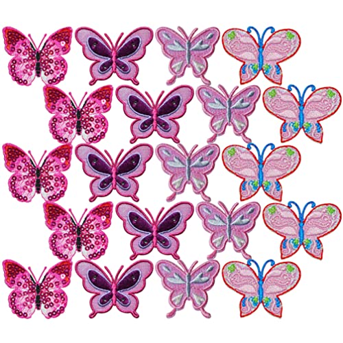 EXCEART 20 StüCk Schmetterling Patches - Bunte Stickerei AufnäHer FüR Diy Kleidung Dekoration, BüGel Oder NäHbar von EXCEART