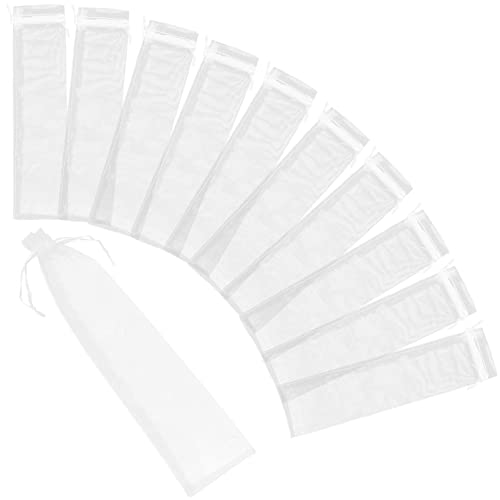 EXCEART 20 Stück Organza Aufbew bags, Fächer Aufbewahrungssäcke, Bastelverpackungssäcke, weiße Zugband Geschenktüten, 26,5 x 6 cm von EXCEART