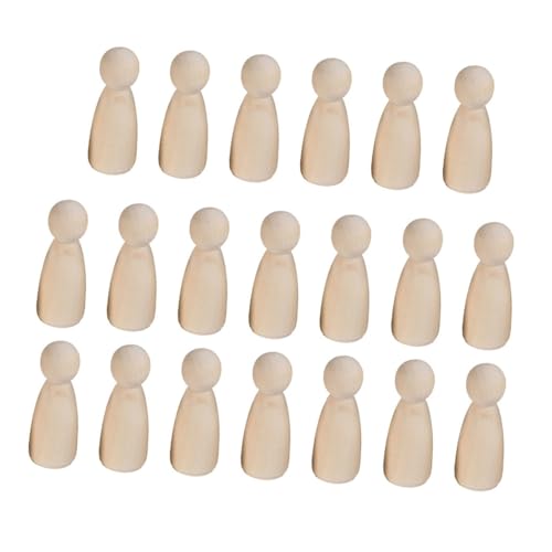 EXCEART 20 Stück Teiliges Holzpuppen Bastelset Mädchenform DIY Bemalbar Holzspielzeug Originelles Bastelmaterial für Jungen und Mädchen Kinderzimmer Dekoration Holzfiguren zum Bemalen von EXCEART