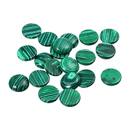 EXCEART 20st 12 Mm Kreisperle Schmuck Malachit Edelsteine Chakra-heilende Perlen Strg-ring Natürliche Cabochons Jade-cabochon Edelsteine ​​bezaubern Achat Cabochon Runder Stein Mosaik- von EXCEART