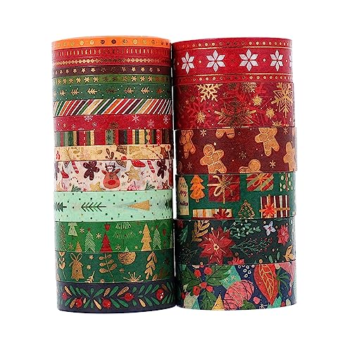 EXCEART 21 Rollen Weihnachts-Washi-Tape weihnachten geldgeschenke verpackung geschenkverpackung weihnachten altes Washi-Tape Aufkleber zum Thema Weihnachten Vintage-Aufkleber Geschenkband von EXCEART