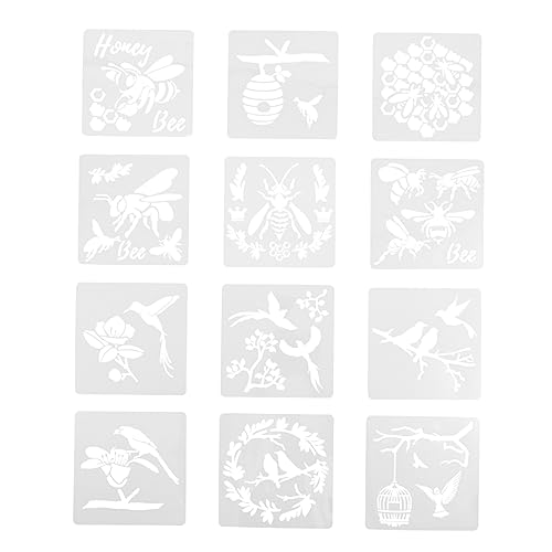 EXCEART 24 Blätter Durchbrochene Malvorlage Blumenformen Graffiti-Schablonen DIY schultüte bürotasche exquisite Schablonen Wandschablonen aus Kunststoff die Blumen Handkonto-Lineal Weiß von EXCEART