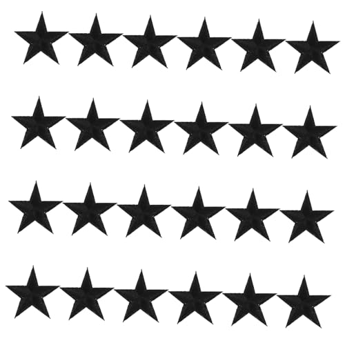 EXCEART 24 Stück Pentagramm-Patch Bügelbare Aufnäher Dekorative Patches Kleidung Dekoration Schwarz Aufnäher Sternflicken aufbügeln Sterndekorationen nähen Sterne Bügelbild Polyester Black von EXCEART