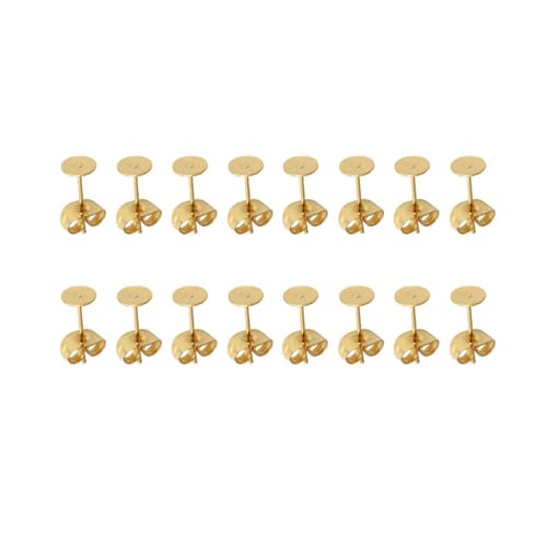 EXCEART 25 Paar Ohrringe aus vergoldetem Edelstahl mit flachem Stift von 3 mm und Sicherheitsverschluss, Zubehör für die Herstellung von Schmuck und Handwerk von EXCEART