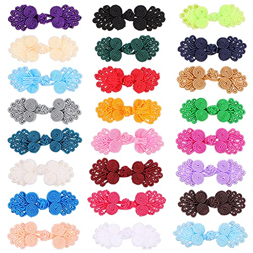 EXCEART 25 Pcs Chinesischen Verschluss Tasten Chinesischen Knoten Frosch Tasten Nähen Tasten Verschluss für DIY Nähen Mäntel Cheongsam Mantel Pullover Braut Kostüm Outfit Gemischt Farbe von EXCEART