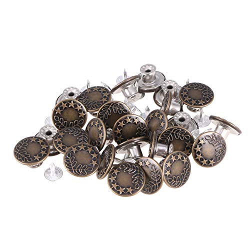 EXCEART 25 Stücke Jeans Knöpfe Stern Vintage Metallknöpfe Druckknöpfe Ersatz für Hose Jeans Nähen Handwerk 17Mm von EXCEART