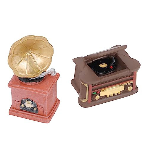 EXCEART 2St Vintage-Ornamente Dekorationen für Plattenspieler Miniaturen zum Basteln Mini-Grammophon hühner Dekoration Weihnachten Landschaftsschmuck Kleines Radiomodell Harz EXCEART 2St Vintage-Ornamente Dekorationen für Plattenspieler Miniaturen zum Basteln Mini-Grammophon hühner Dekoration Weihnachten Landschaftsschmuck Kleines Radiomodell Harz von EXCEART