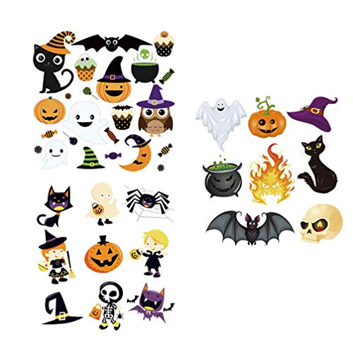 EXCEART 3 Bögen Halloween-Motiv-Aufnäher zum Aufbügeln auf Kleidung, Applikationen, Wärmetransfer-Sticker mit Kürbis, Spinnengeist, gedrucktes Muster für Kinderkleidung, Dekoration EXCEART 3 Bögen Halloween-Motiv-Aufnäher zum Aufbügeln auf Kleidung, Applikationen, Wärmetransfer-Sticker mit Kürbis, Spinnengeist, gedrucktes Muster für Kinderkleidung, Dekoration von EXCEART