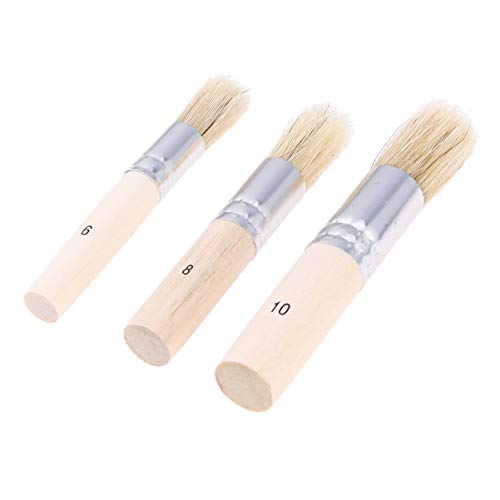 EXCEART 3 STK Borstenpinsel Malen Runde Schablonenbürste Pinzeln para Acrilico Französische Farbe Im Freien Bulk-haarbürsten Naturhaarbürste Kreidepinsel Hölzern Runden Pinsel Für Ölfarbe von EXCEART