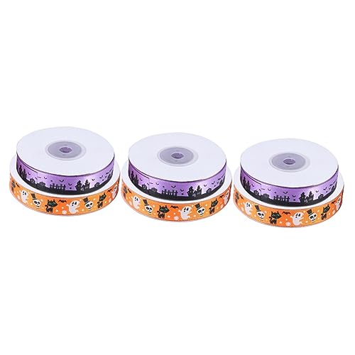 EXCEART 3 Sätze Halloween-dekorationsband Halloween-ripsband Halloween-kabelband Geschenkband Halloween Halloweendekorationen Handwerksband Halloween -dekoration Polyester 2 Stück * 3 von EXCEART