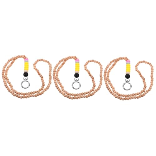 EXCEART 3 Stück Schlüsselband Aus Holzperlen Stift-lanyard Schlüsselanhänger Einziehbar Haken Lanyards Für Ausweise Abzeichenrolle Ring Spule Abzeichen Schlüsselband Trendy Kieselgel von EXCEART