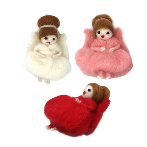 EXCEART 3 Stück Wollfilzpuppe Schlüsselanhänger Schlüsselanhänger Filzpuppe Figur Filzornament Puppe Plüsch Taschenanhänger Mädchenpuppe Ornament Weihnachtsdekoration Elfenfiguren von EXCEART