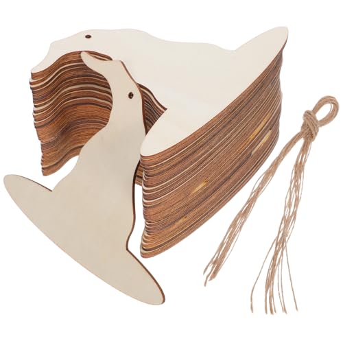 EXCEART 30 Stück Hölzerne Hexenhut-ausschnitte, Unbehandelte Holzornamente mit Schnur, Halloween-party-dekorationszubehör zum Basteln Und Als Hängende Akzente für Die Feiertage EXCEART 30 Stück Hölzerne Hexenhut-ausschnitte, Unbehandelte Holzornamente mit Schnur, Halloween-party-dekorationszubehör zum Basteln Und Als Hängende Akzente für Die Feiertage von EXCEART