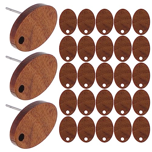 EXCEART 30 Stück Holz-Ohrstecker Mit Ohrrücken Ohrstecker-Lünette Flach Für Diy-Ohrringe Kunsthandwerk Schmuckherstellung von EXCEART