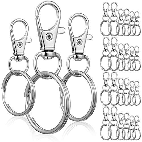 30 Stück Schlüsselanhänger Ringe Schlüsselanhänger Metall Schlüsselanhänger Clips 3 Größen Drehbare Verschlüsse Lanyard Karabinerhaken Mit Geteilten Schlüsselanhängern Zum von EXCEART