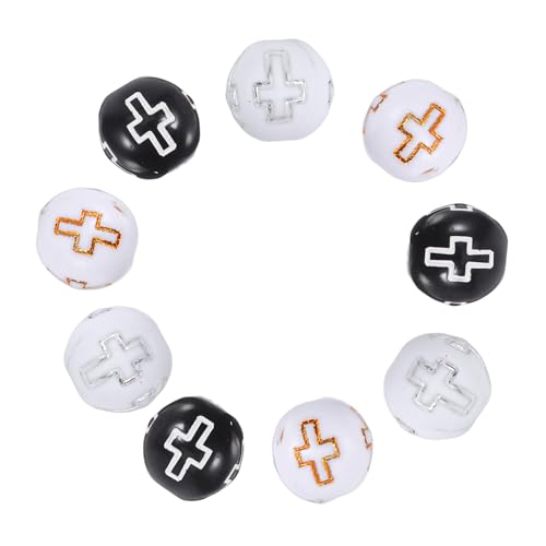 EXCEART 300 Stück Acryl Kreuzperlen Runde Religions perlen mit Weiß gold Weiß silber Muster Robuste Bastelperlen für Halsketten Armbänder Schmuck DIY Zubehör EXCEART 300 Stück Acryl Kreuzperlen Runde Religions perlen mit Weiß gold Weiß silber Muster Robuste Bastelperlen für Halsketten Armbänder Schmuck DIY Zubehör von EXCEART