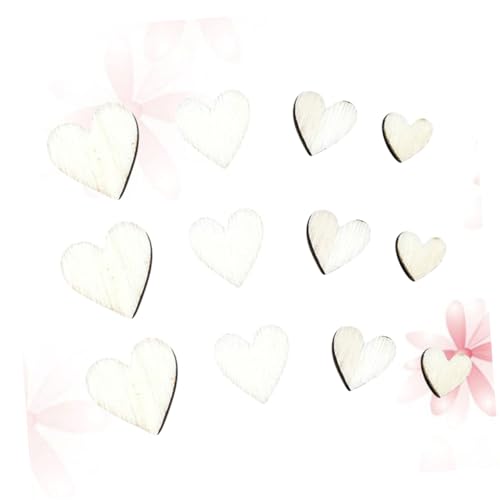 EXCEART 300 Stück Herzförmige Holzscheiben Unlackiert Naturmaterialien Bastelset Holzplättchen Basteln DIY Anhänger Holzchip Mix für Weihnachtsdeko Hochzeit Scrapbooking von EXCEART