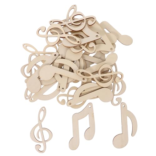 EXCEART 30Stücke DIY Musiknoten Holzspäne Blanko Holzscheiben zum Basteln Vielseitige Holzausschnitte für Dekorationen Schule Partys und Kunstprojekte von EXCEART