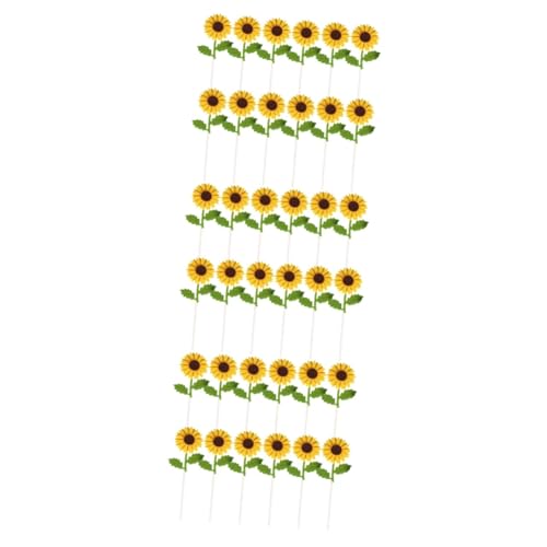 EXCEART 36 Stk Sonnenblumenkuchen-Add-Ins Cupcake-Picks für die Hochzeit Cocktail-Sticks Abs Obstkuchen Kucheneinsatz Dekoration Sonnenblumen-Kuchen-Picks empfindlich schmücken von EXCEART