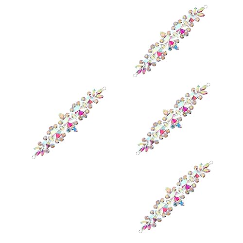 EXCEART 4 Stück Blumenkette Aus Strass Schuhzubehör Flecken Dekorative Kleiderflicken Kleidungspatch Hochzeitspatch Selber Machen Strass-applikation Strassband Braut Diamantschnalle Mantel von EXCEART