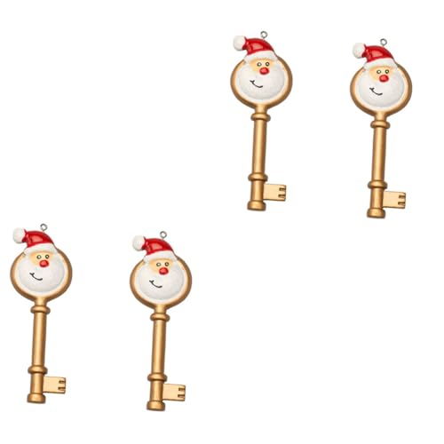 EXCEART 4 Schlüssel-Weihnachtsschmuck schlüsselanhänger kreativität schlüssel für die weihnachtstür Urlaubsparty gefallen schlüsselhalter Festival-Anhänger hängender Anhänger Harz von EXCEART