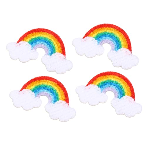 EXCEART 4 Stück Stoffaufkleber in Regenbogenfarben Gebrauchte Kleidung Kinder Aufkleber Vintage-rucksack Patch Mit Regenbogenapplikation Aufkleber Für Kinder Polyester Ausgabekarte Taschen von EXCEART
