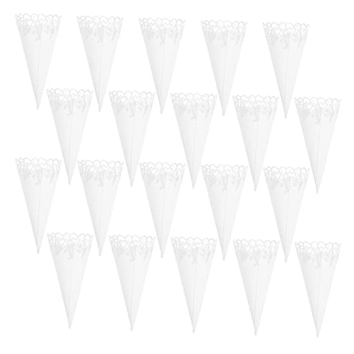 EXCEART 40 STK Papierbrunnen hochzeitsdeko komfetti blumenkorb Konfettishooter doppelseitiges Klebeband Konfetti-Papierkegel aus Blumenpapier konfetti blütenblatt hohl Weiß von EXCEART