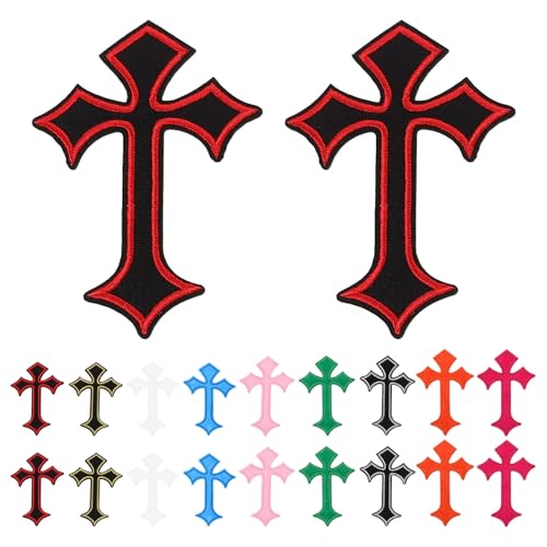 EXCEART 45 Stück Kreuz-Patches: Aufnäher zum Aufnähen – Weihnachts-Stickerei, Bügelflicken für DIY-Dekoration an Kleidung, Jeans, Jacken, Hüten und Shirts von EXCEART