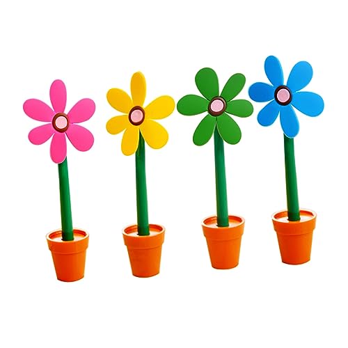 EXCEART 4Stücke Blumenkübel Kugelschreiber Niedliche Gelstifte Grün Rosé Und Blau Für Schule Büro Und Für Studenten von EXCEART