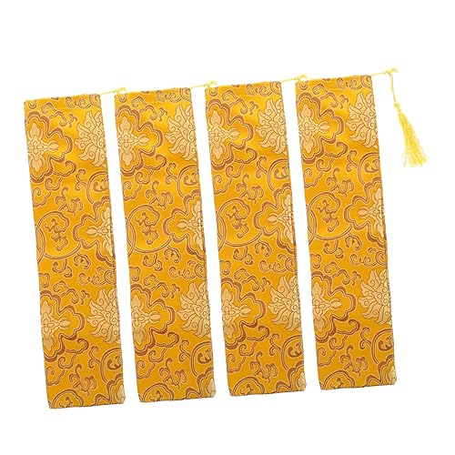 EXCEART 4Stücke Teiliges Kalligraphie Scroll Aufbewahrungsset Gelbe Premium Taschen für Malerei und Kalligrafie Feuchtigkeits und Staubdicht für Kunstwerke und Dokumente von EXCEART