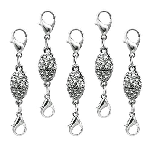 EXCEART 5 Stücke Magnetische Verschlüsse Strass Magnetverschluss Schmuckherstellung Magnet Verschluss Kettenverschluss für Ketten Halskette Armband 8mm (Silber) von EXCEART