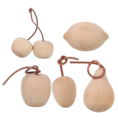 EXCEART 5 Stücke Unfinished Holz Obst Handwerk Dekorative Unbemalte Ornamente Holz Simulierte Früchte Für Wohnkultur von EXCEART