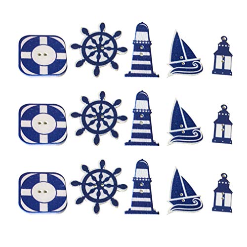 50 Holzknöpfe, nautisches Leuchtturm, Rettungsring, Schiffsrad, Segelboot, Knöpfe zum Nähen, Basteln, Sammelalbum 50 Holzknöpfe, nautisches Leuchtturm, Rettungsring, Schiffsrad, Segelboot, Knöpfe zum Nähen, Basteln, Sammelalbum von EXCEART