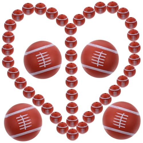 EXCEART 50 Stück Sportmotive Perlen Silikon DIY Schmuckperlen für Armbänder Halsketten Basteln Lockere Schmuckperlen Spacer Perlen für Kreative Schmuckherstellung von EXCEART