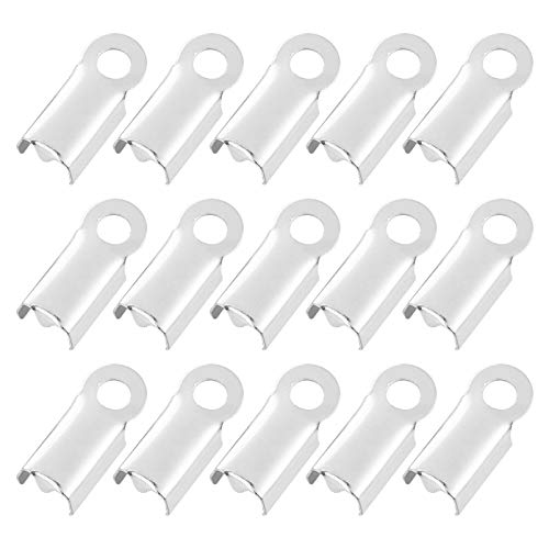 EXCEART 500 Stück Metallclip Band Klemmt Schnur Enden Befestigungsverschlüsse Crimp-enden Aus Leder Band-endkappen Pinch Cord Ends Bracelet Clasp Crimpen Schmuck Gewinde Rostfreier Stahl von EXCEART