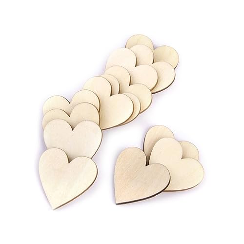 EXCEART 50Stücke Herz Holzscheiben für DIY Bastelarbeiten Leere Holzscheiben zur Dekoration für Hochzeiten Scrapbooking und Projekte Holzfarbe von EXCEART