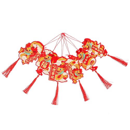 EXCEART 6 Stück Neujahr Frühlingsfest Anhänger Chinesische Knoten Quaste mit Papier Drachen Figur 2024 Jahr des Drachens Tierkreiszeichen Anhänger für Bonsai Baumschmuck Haustür Deko von EXCEART