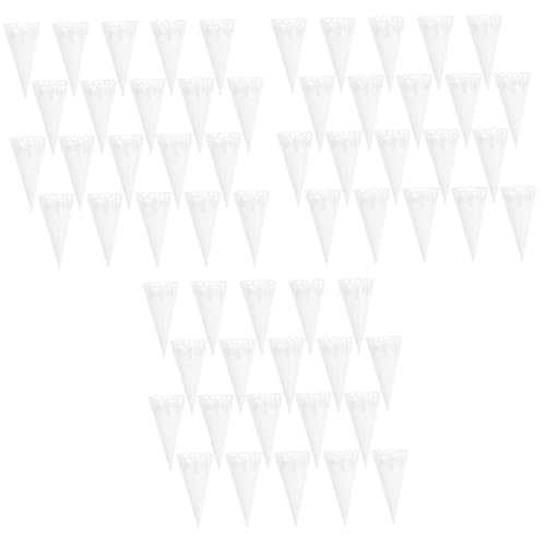 EXCEART 60 Stk Papierbrunnen hochzeitsdeko kleine Blumenstrauß-Papierkegel Kegelhalterständer Blütenkegel Kegel aus Blumenpapier hohl Konfetti Blütenblatt Weiß von EXCEART