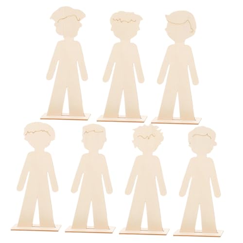 EXCEART 7 Stück Handgefertigte Jungenholzchips Holzspäne Zum Malen Vorschulhandwerk Holzfiguren Diy -holzprodukte Spielzeugholz Bemalen Malen Selber Machen Malerei Handwerk Beige von EXCEART