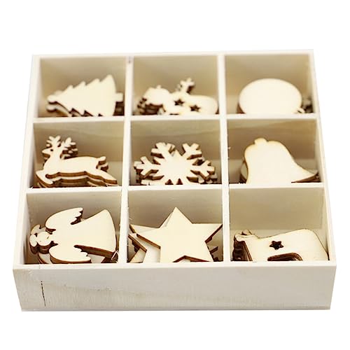 EXCEART 72 Stück 1 Satz Weihnachtsschmuck aus Holz Weihnachten Ornamente Dekorationen Ausschnitte aufbewahrungsdose storage boxes einfache Holzhandwerke Weihnachtsanhänger aus Holz hölzern von EXCEART