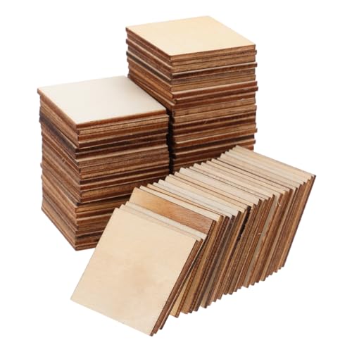 EXCEART 75 Stück Holzspäne Schlichte Holzklötze Unfertiges Quadrat Quadratische Fliesen Aus Holz Leere Holzklötze Holzwürfel Zum Basteln Holzklötze Für Die Babyparty Gravurmaterial Beige von EXCEART