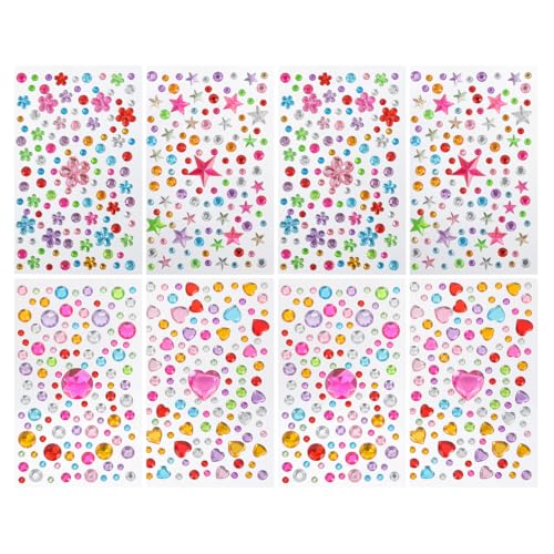 EXCEART 8 Bögen Strass-aufkleber Für Jungen Und Mädchen Edelstein-bastelaufkleber Für Scrapbook Glitzer Für Jungen Und Mädchen von EXCEART